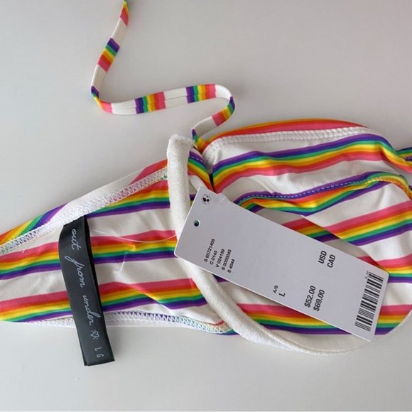 Urban Outfitters Out From Under Ivy Printed Retro Rainbow Stripe Bikini Top New - Picture 9 of 11